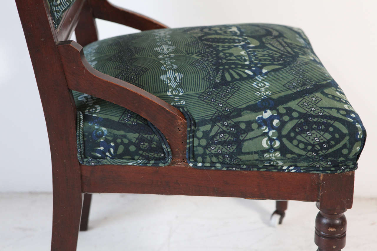 American Vintage Eastlake Chair Upholstered in African Print Fabric