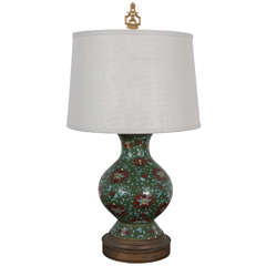 Vintage Green and Red Cloisonné Table Lamp