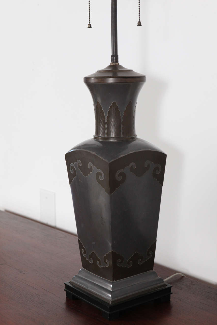 Mid-20th Century Anitque Metal Scrolled Table Lamp