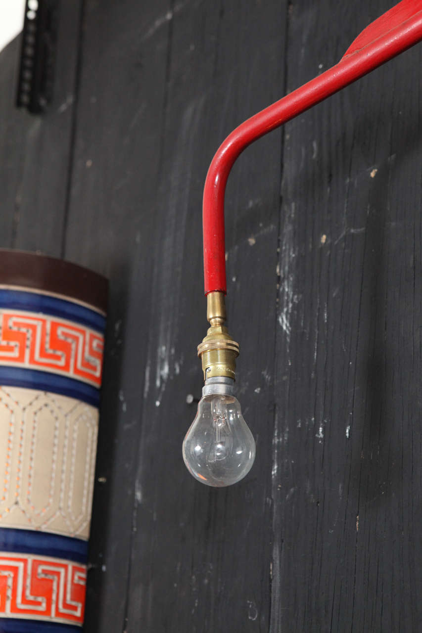 ProuvéStyle Red SwingArm Jib Sconce, Late 20th Century at 1stDibs