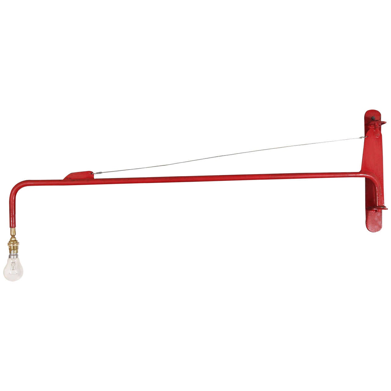 ProuvéStyle Red SwingArm Jib Sconce, Late 20th Century at 1stDibs