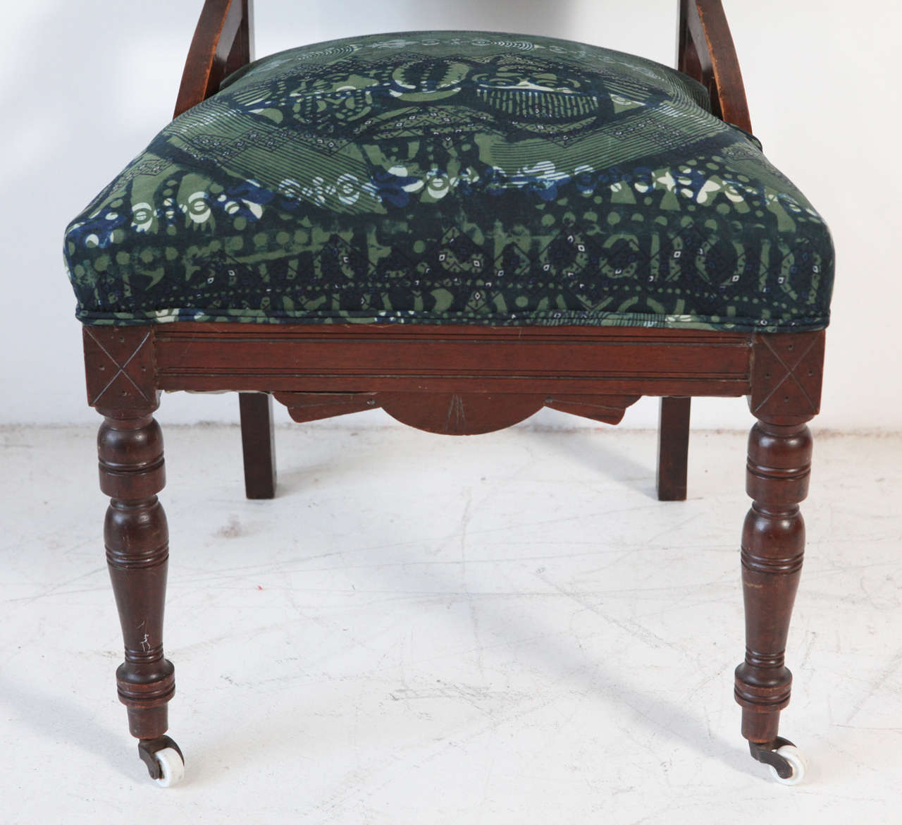 Vintage Eastlake Chair Upholstered in African Print Fabric at 1stDibs