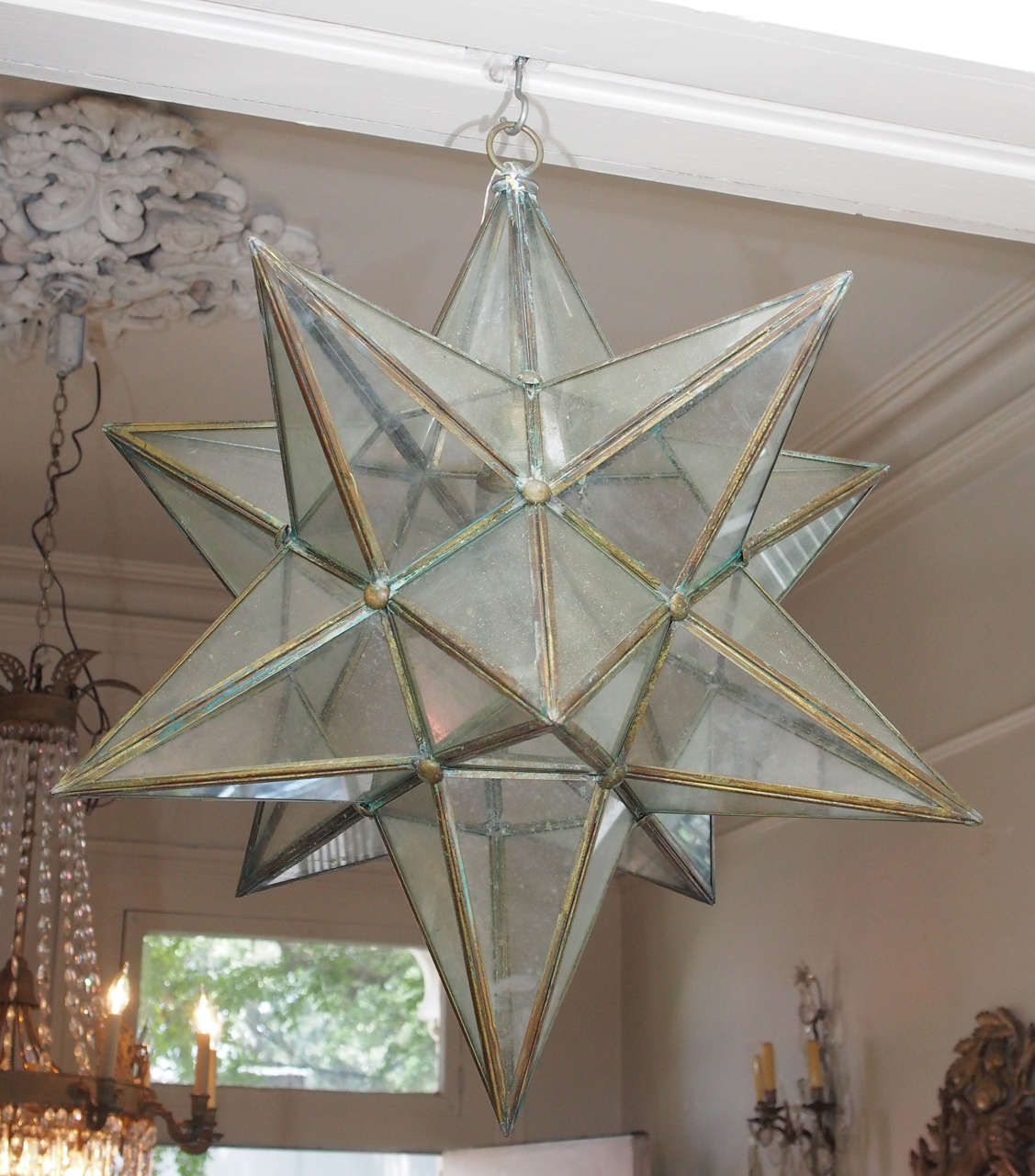 Pair of 19th century, twelve-pointed  star chandeliers. Not wired