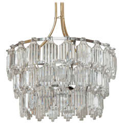 Three-Tier, Art Deco Influence Crystal Chandelier by Orrefors, One of Two 10