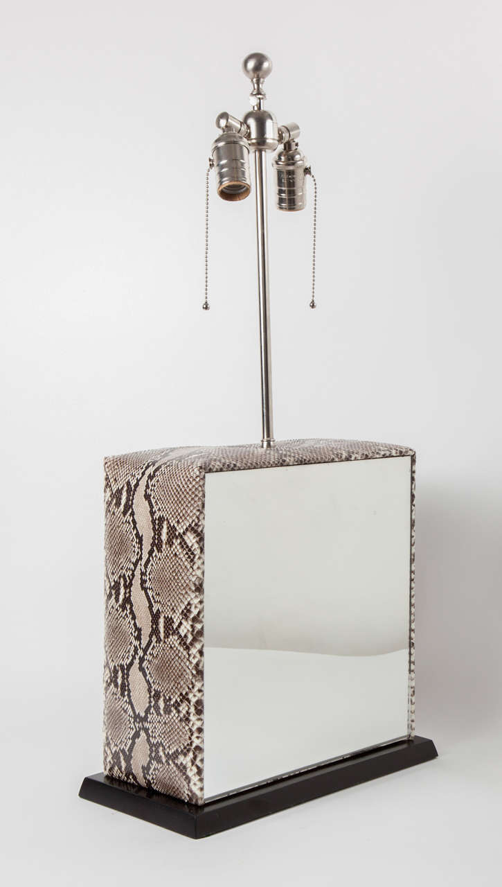 Animal Skin Karl Springer Style Python and Mirror Lamps For Sale
