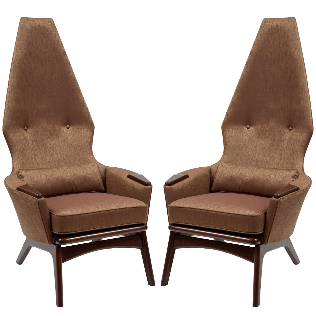 Adrian Pearsall Tall Back Brown Lounge Chairs 