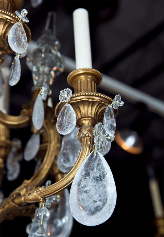 19th Century Crystal and Bronze Chandelier In Excellent Condition In Stamford, CT