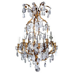 19th Century Crystal and Bronze Chandelier