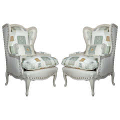 Pair of French "Wing" Chairs