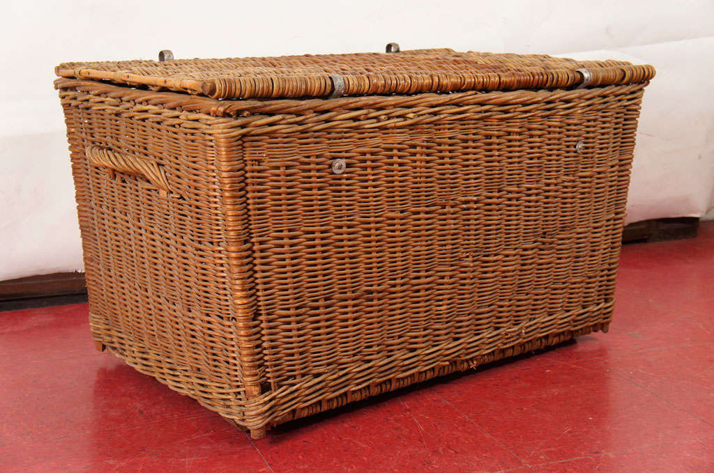 French wicker trunk with handles