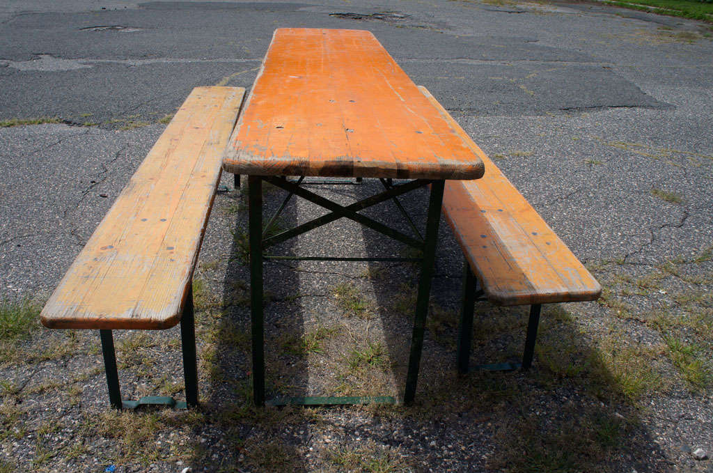 German Beer Hall Table & Benches In Good Condition In Sheffield, MA