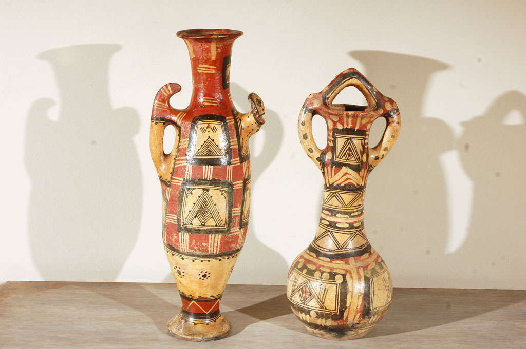 Pair of Terracotta Hand-Painted Jars
Measures: Tall 18