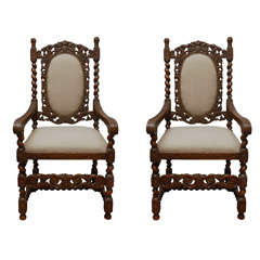 19th c. Jacobean Arm Chairs