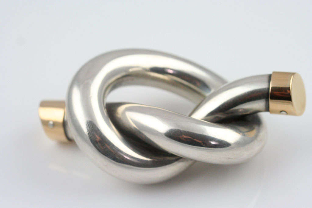 Italian Sterling and 18k Gold Knot Paperweight by Gucci