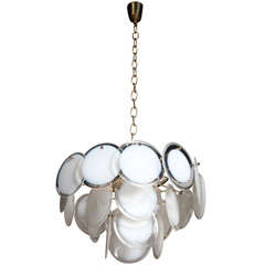 Vistosi Chandelier with Clear and White Glass Discs