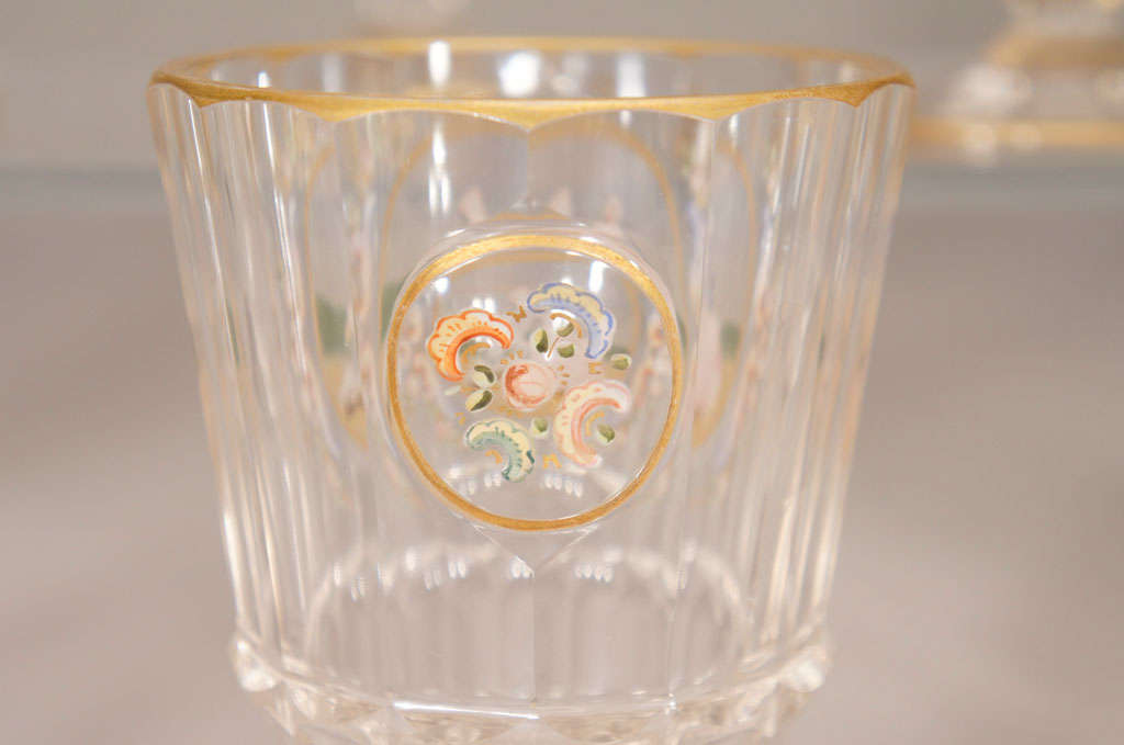 Set of 10 Lobmeyr Crystal Goblets With Hand Painted Reserves For Sale 3