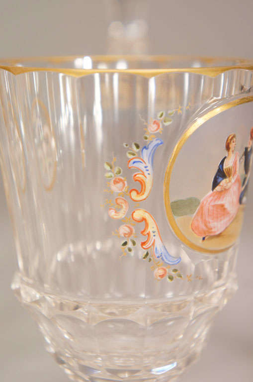 Set of 10 Lobmeyr Crystal Goblets With Hand Painted Reserves For Sale 4