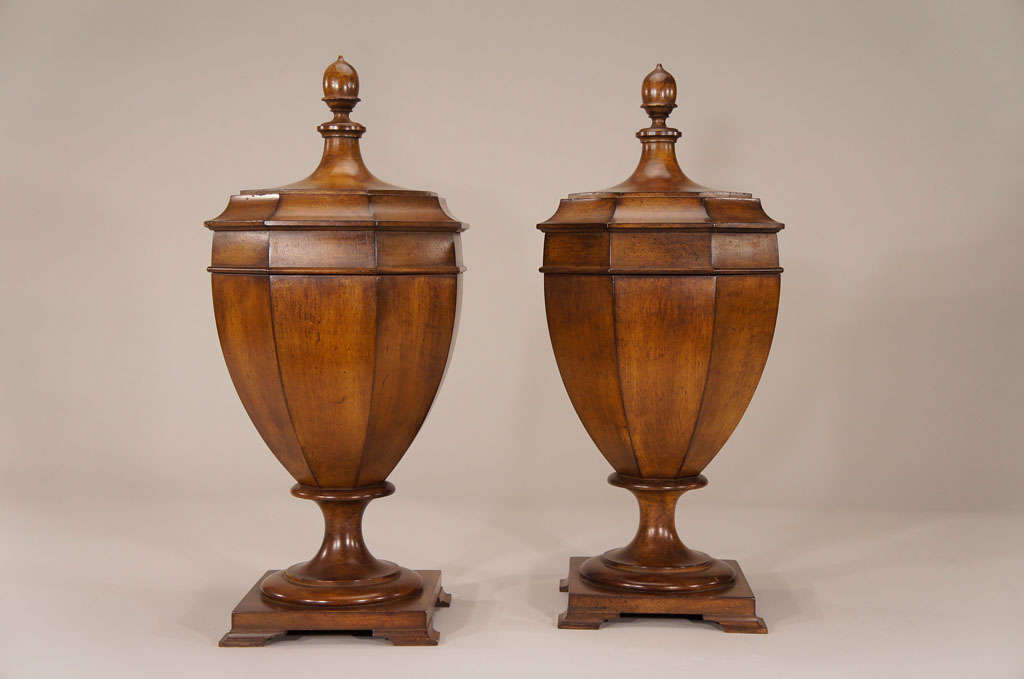 Pair Of 19th c. Fruitwood Knife Boxes With Original Fittings