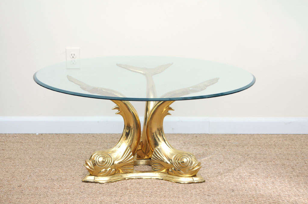 dolphin coffee table glass top