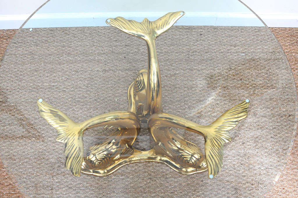 Late 20th Century Brass Dolphin Coffee Table