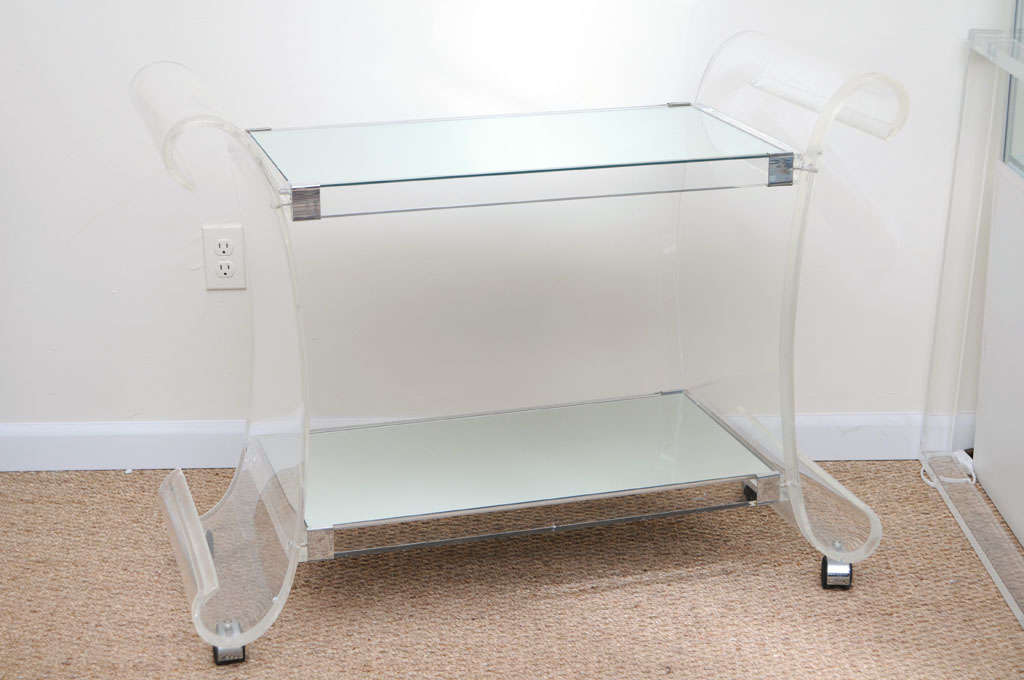 American Curvious Mid-Century Lucite Bar Cart