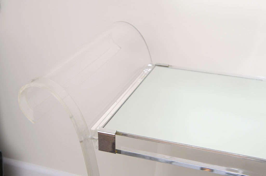 Late 20th Century Curvious Mid-Century Lucite Bar Cart