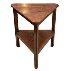 Antique Unusual Triangular Fruitwood Cricket Table With Lower Shelf
