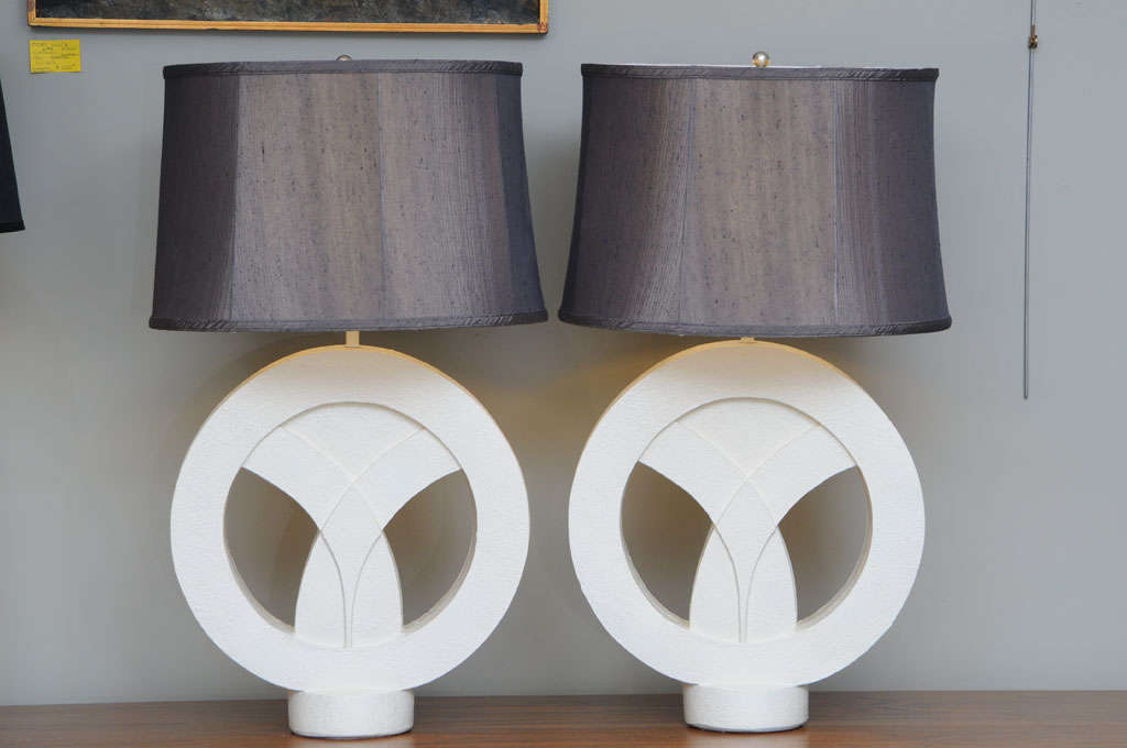 Monumental Modernist Architectural Pottery Table Lamps