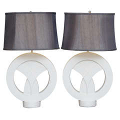 Monumental Modernist Architectural Pottery Table Lamps