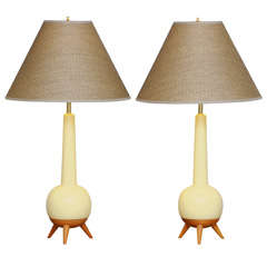 Vintage Extraordinary 50's Tri-Pod Ceramic Table Lamps