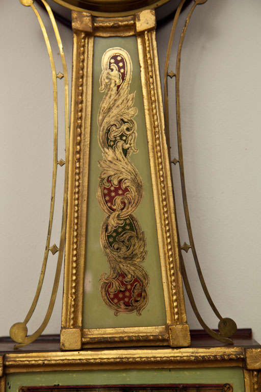 19th Century 19th C. Boston MA Federal Eglomise' Banjo Clock For Sale