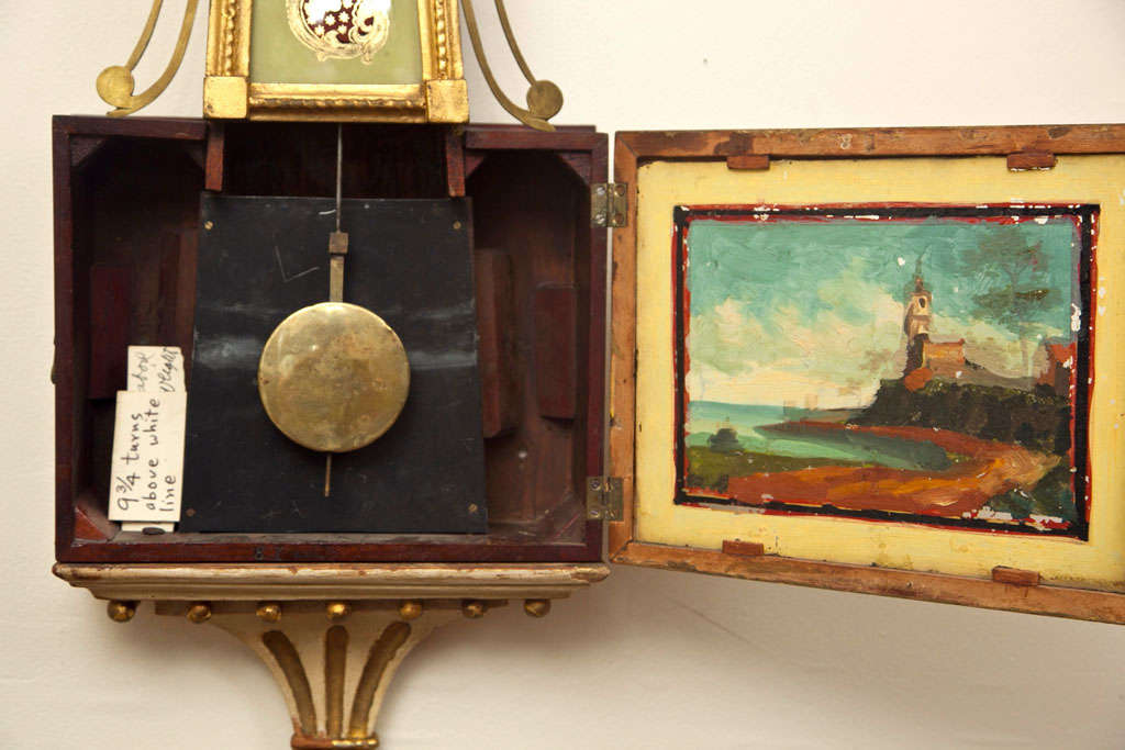 19th C. Boston MA Federal Eglomise' Banjo Clock For Sale 2
