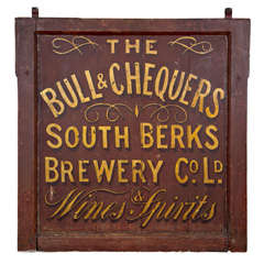Antique Tavern Sign "Bull & Chequers" Inn
