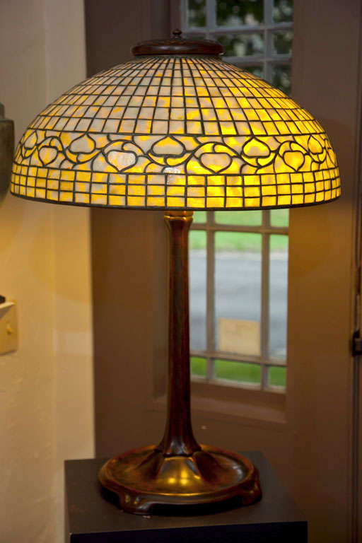 A Tiffany Studios Acorn table lamp in the rare large size 20