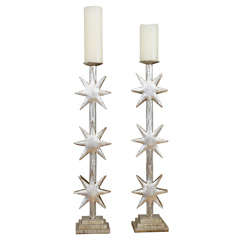 Candace Barnes designed Iron Candlesticks in Silver Leaf