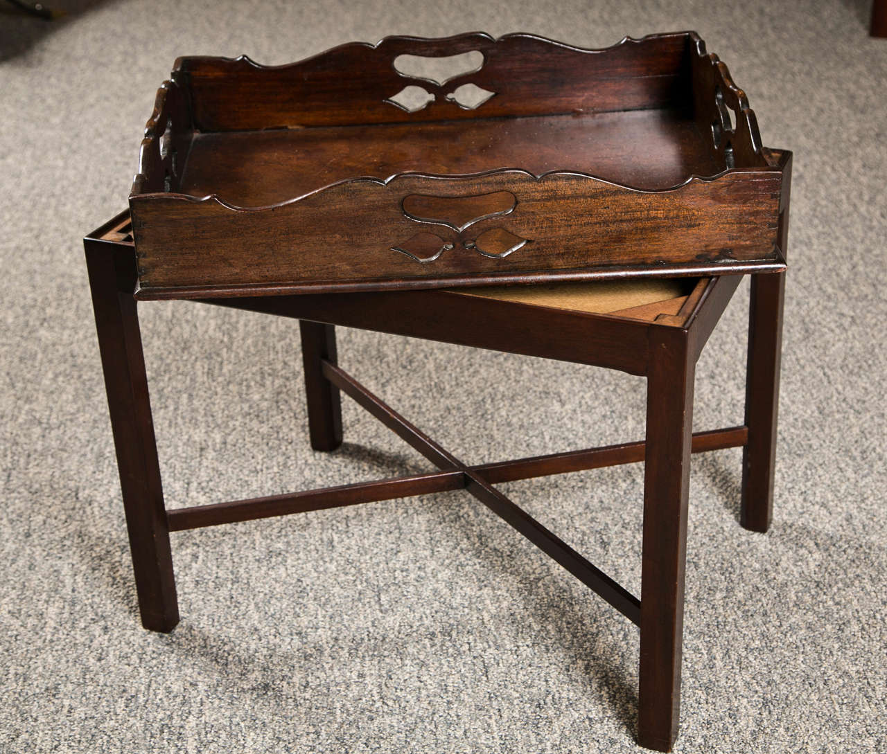 English Mahogany Butlers Tray Table, late 19th C., England For Sale