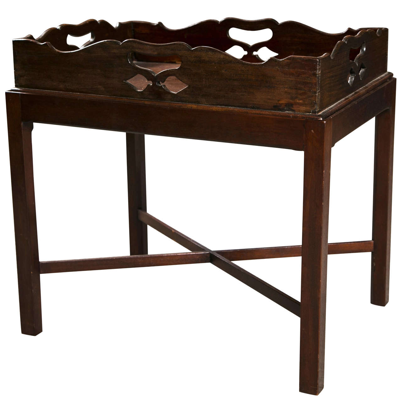 Butlers-Tabletttisch aus Mahagoni, spätes 19. Jahrhundert, England