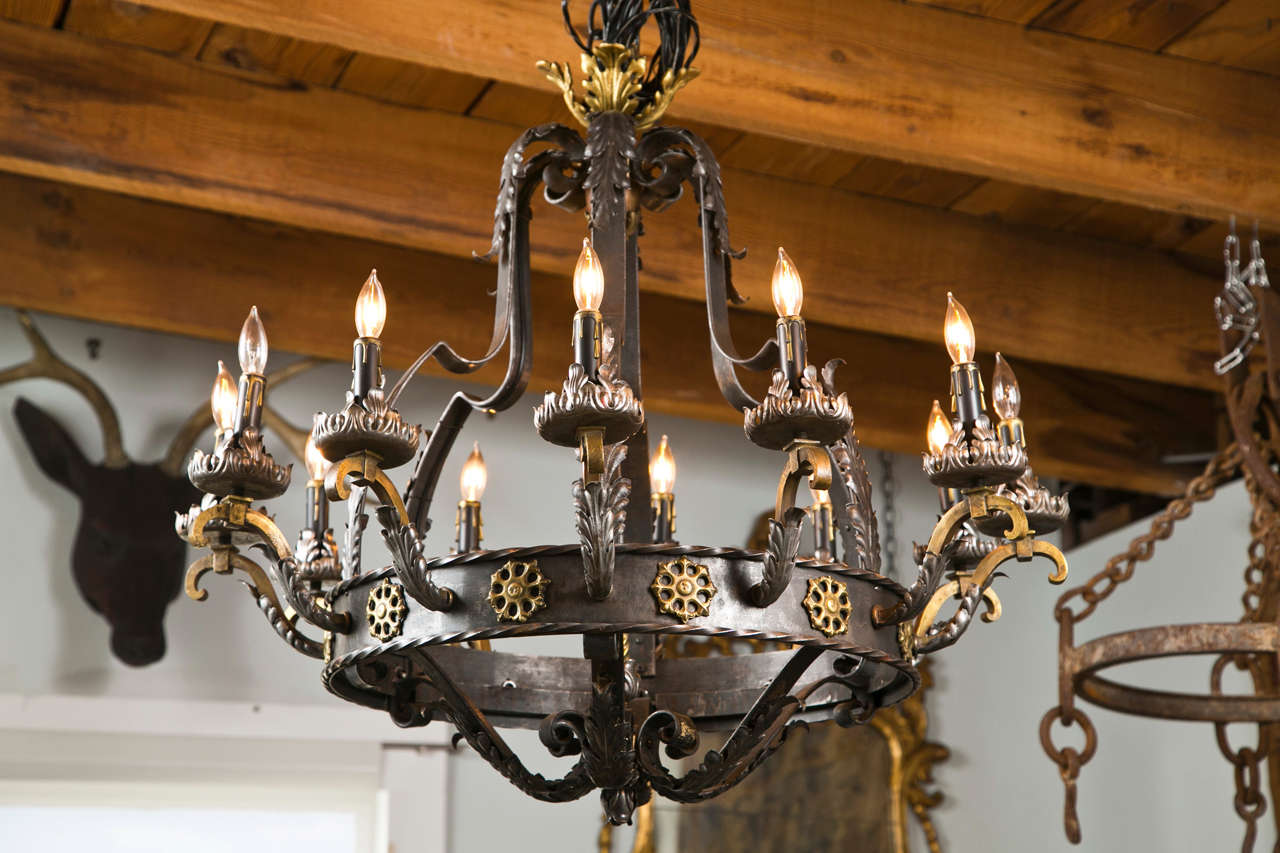 1920's Bronze Chandelier