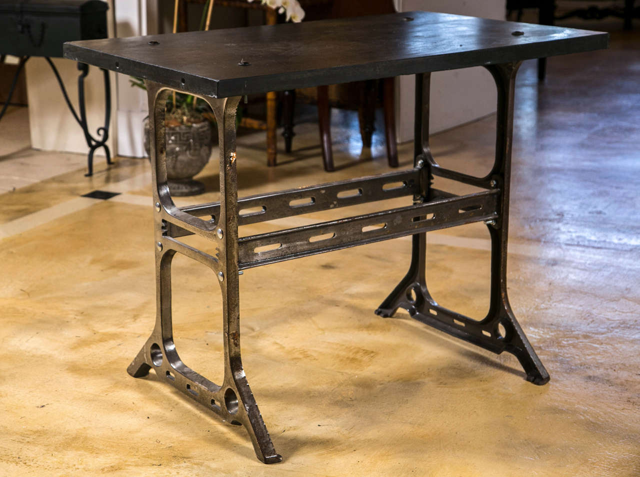 Industrial Slate Top Table For Sale 3