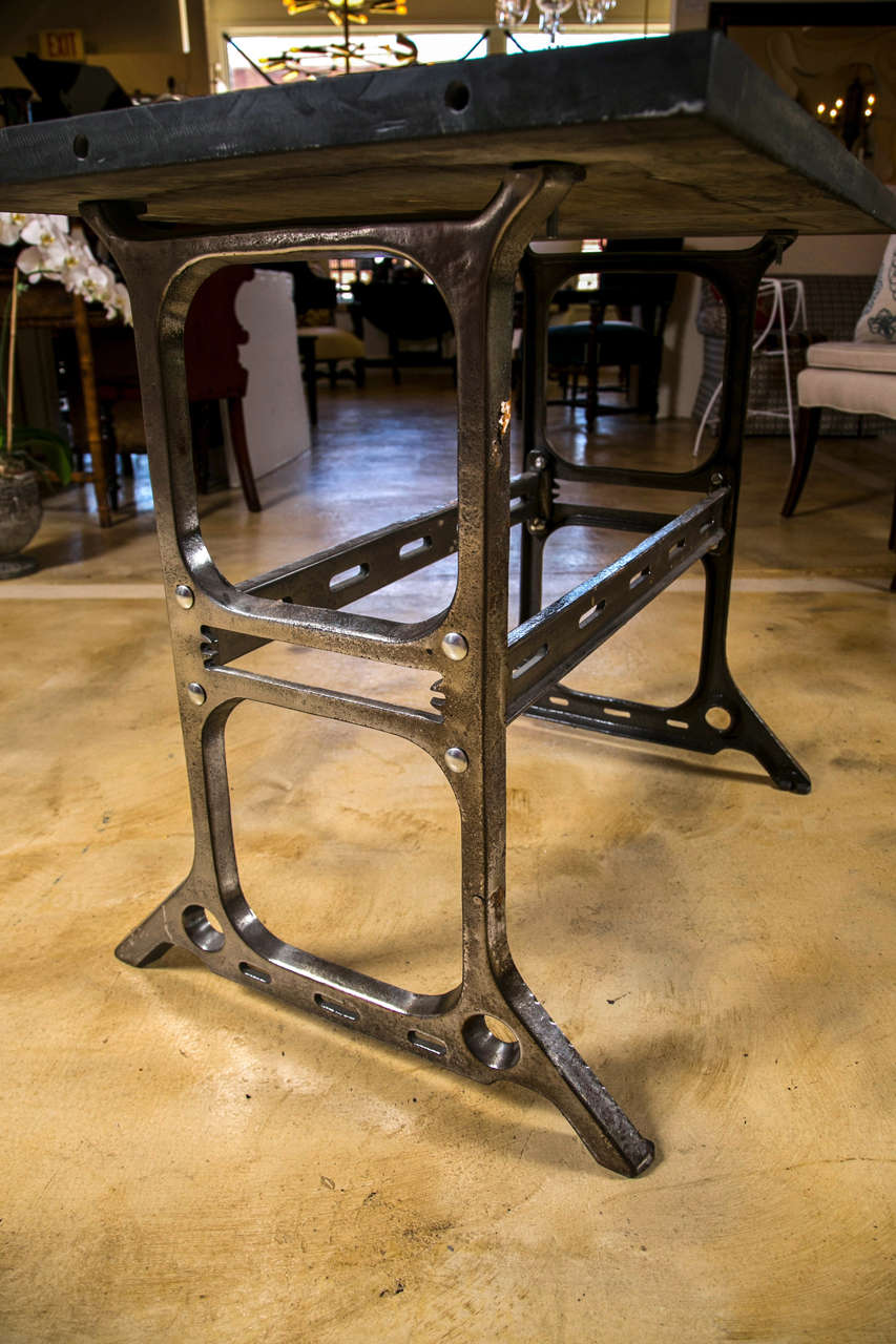 Industrial Slate Top Table In Excellent Condition For Sale In Stamford, CT