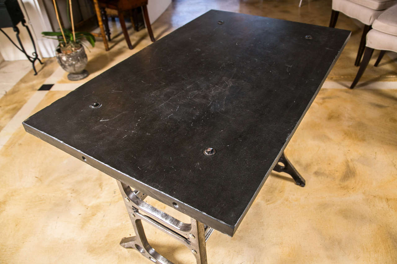 Industrial Slate Top Table For Sale 1
