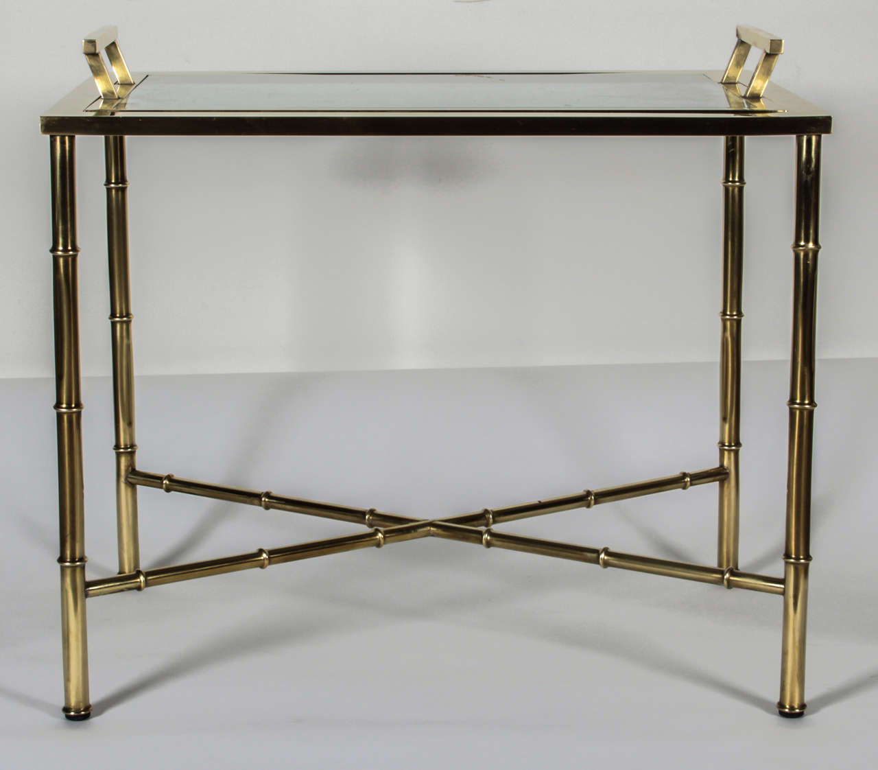 Italian Brass Faux-Bamboo Tray Table For Sale