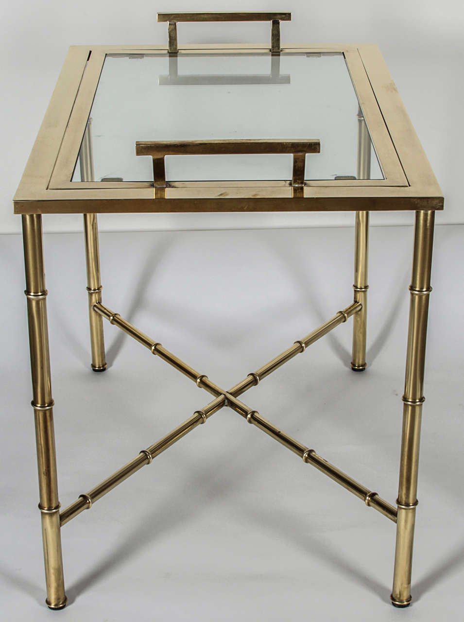 Late 20th Century Brass Faux-Bamboo Tray Table For Sale