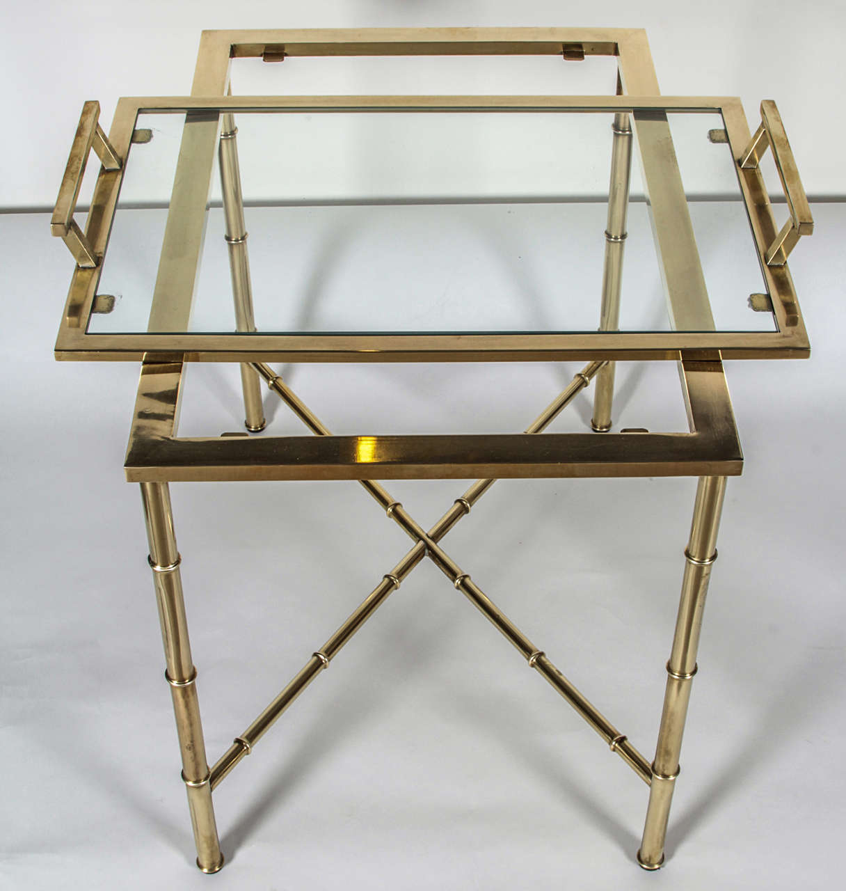 Brass Faux-Bamboo Tray Table For Sale 2