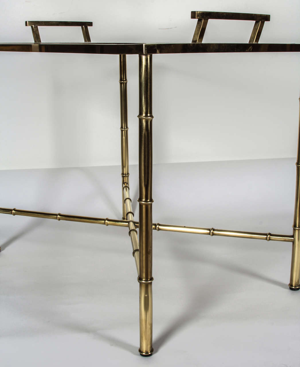 Brass Faux-Bamboo Tray Table For Sale 3