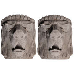 Deco Lion Heads - Pair