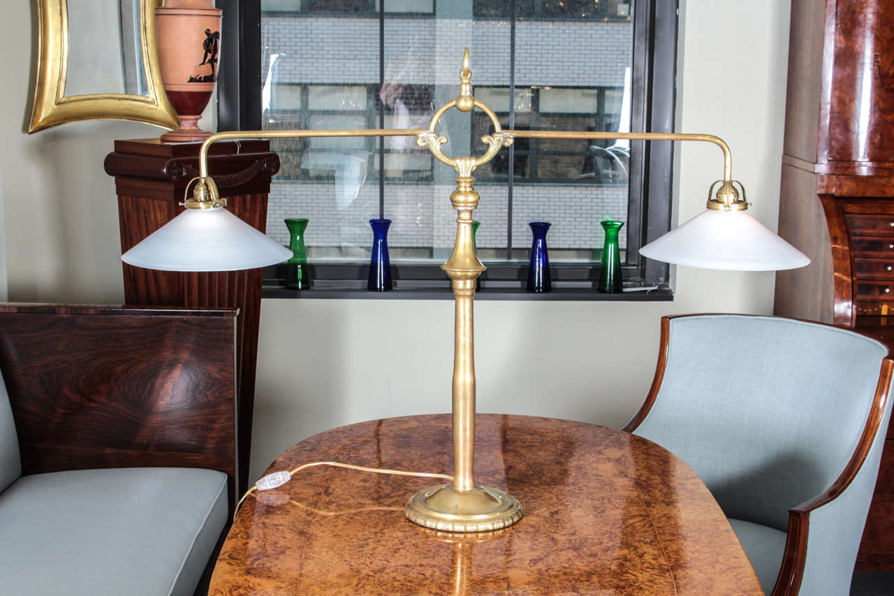 Brass and Milk Glass Table Lamp