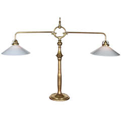 Antique Brass and Milk Glass Table Lamp
