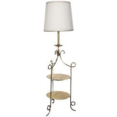 Vintage Brass Floor Lamp With Table