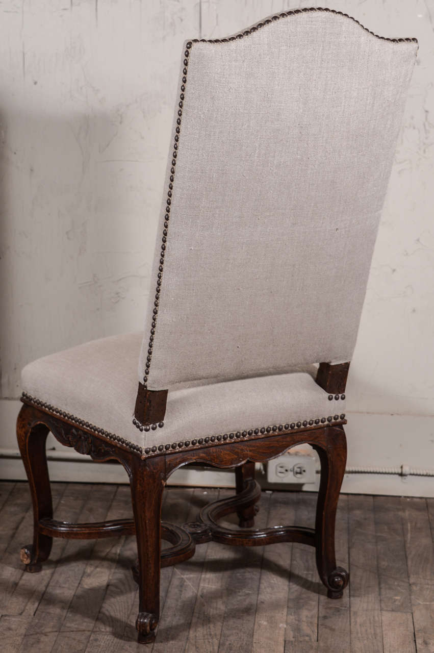 Linen Pair of Regence Side Chairs